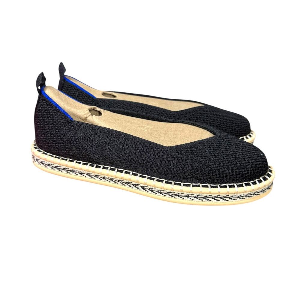 Rothy's The Espadrille Flats Womens 7.5 Black Knit Slip On Loafer Comfort
